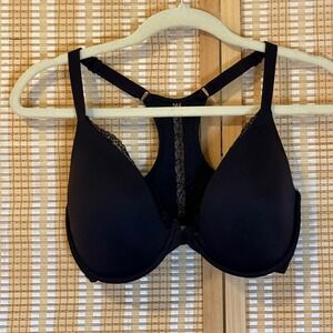Maidenform Black Front Close Racerback Underwire Bra Lace Trim 34DD DM9502